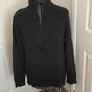 Black cotton v neck sweater